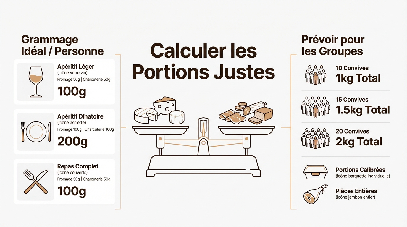 Illustration d'un plateau de charcuterie et fromage équilibré pour un apéritif